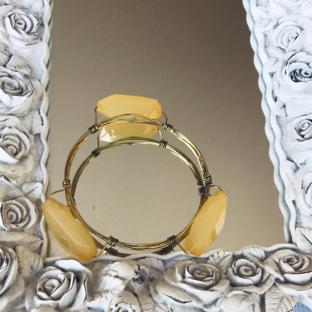 Artisan Yellow Bead Bangle Bracelet